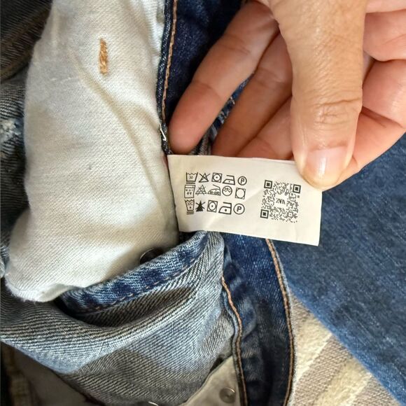 Zara The High Waist Crossover Waist Wide Leg Full Length Jeans 4 - Picture 15 of 16